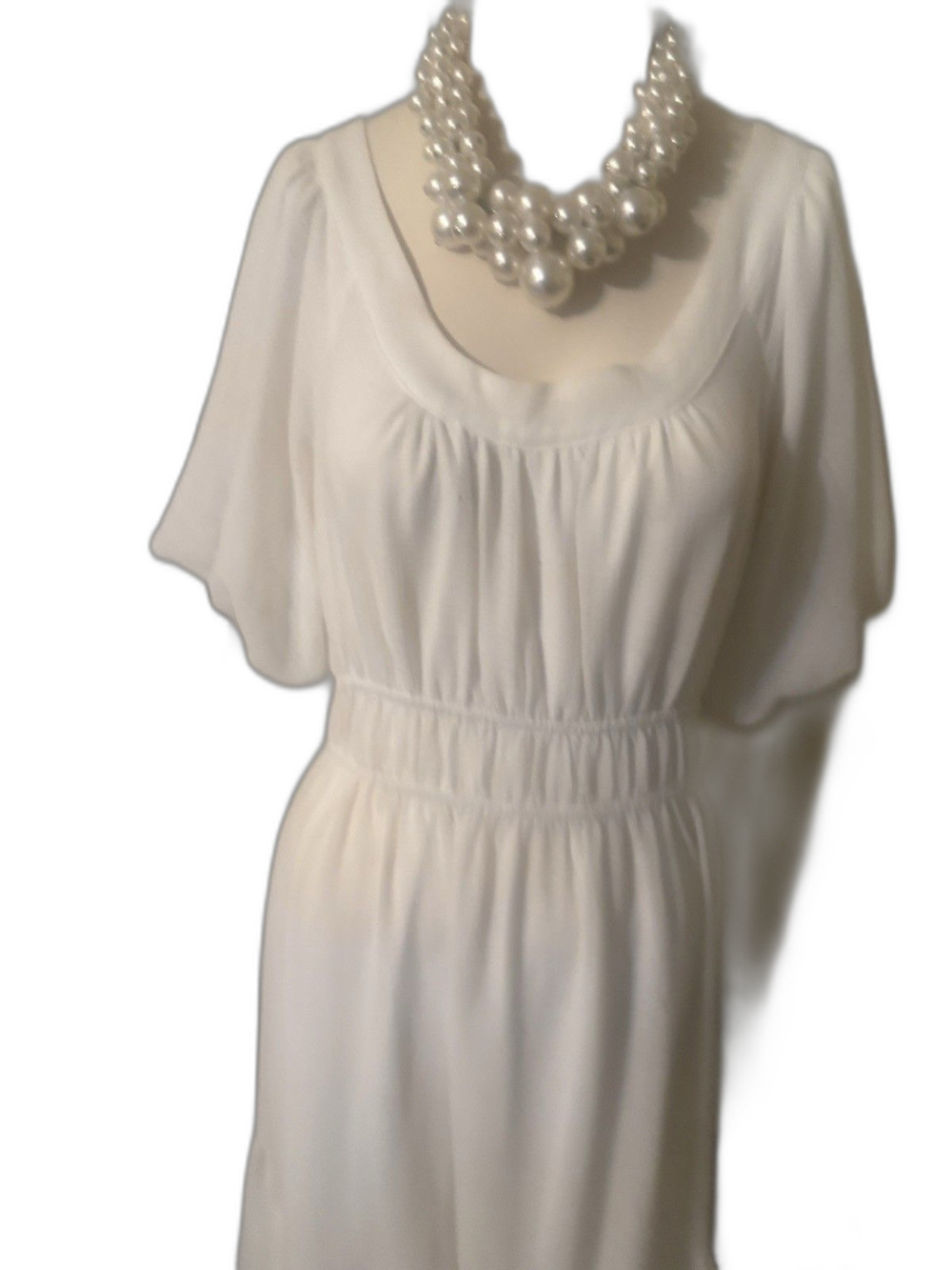Astr White Chiffon Dress Woman Size M ( 6-8)